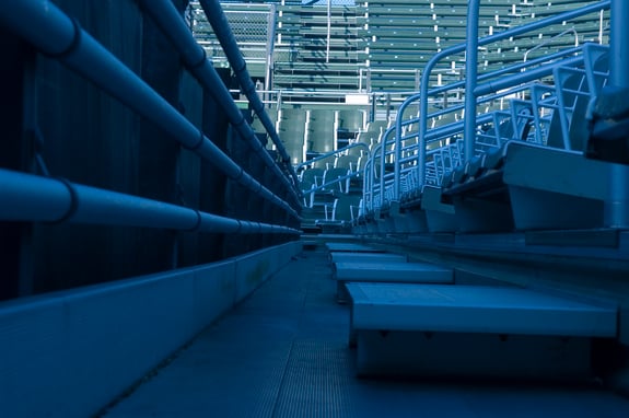 Inside a tennis stadium with no one around